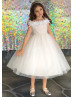 Floral Neckline Tulle Flower Girl Dress